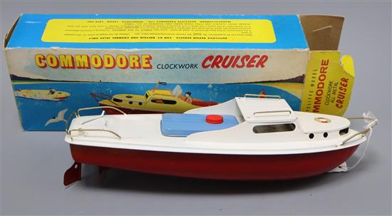 A Sutcliffe Commodore cruiser model, boxed height 32cm